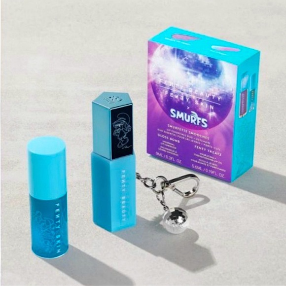 FENTY BEAUTY X SMURF Smurfette Smooches Lip Essentials Duo + Keychain - Picture 1 of 7